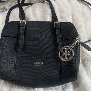 GUESS Black Textured Satchel Bag